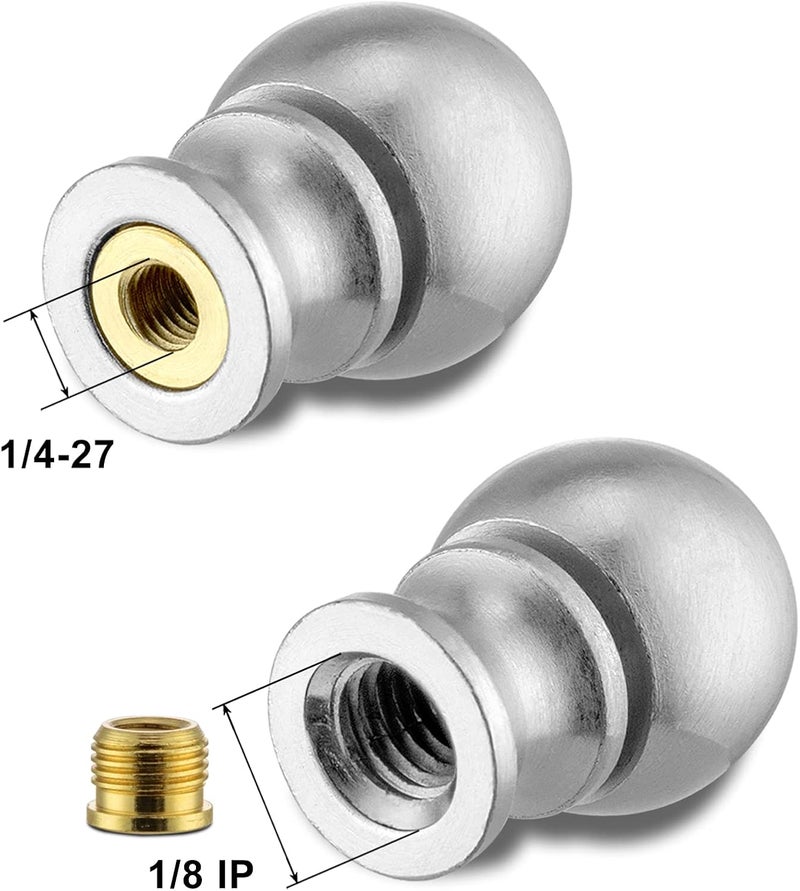Qc Silver Finials for Lamps - 2 Pack, Lamp Shade Toppers Screw On Cap, Decorative LampShades Top Knob, LampShade Nut, Solid Metal Lamp Finial for Table and Floor Lamps, Lamp Accessories and Parts - Image 4